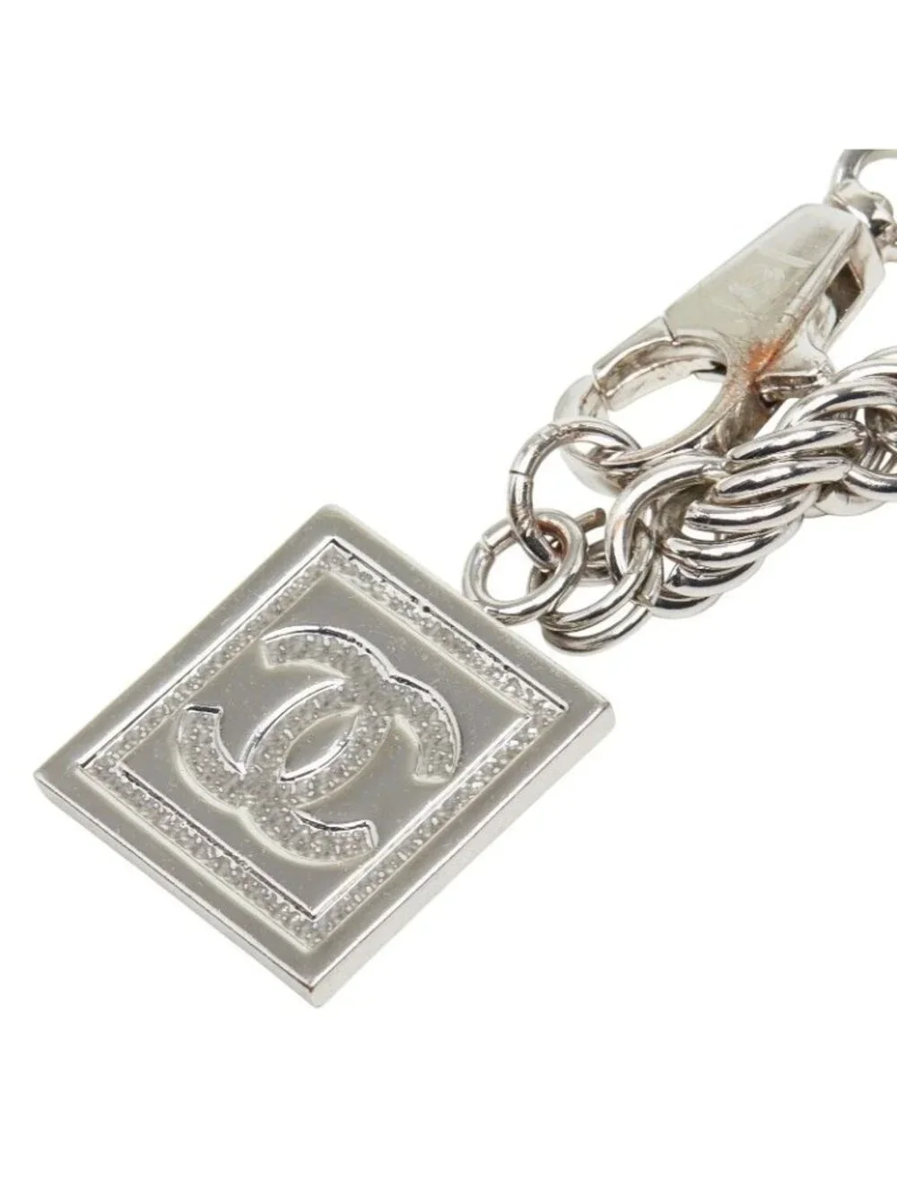 Chanel CC Logo Rogue Chain Necklace Silver Metal